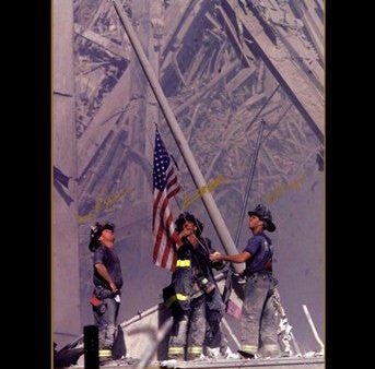 Firemen Raising the Flag at World Trade Center on Sale