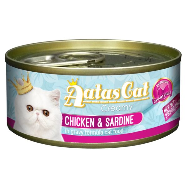 Aatas Cat Creamy Chicken & Sardine In Gravy Canned Cat Food 80g on Sale