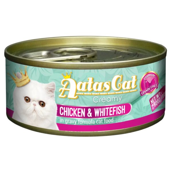 Aatas Cat Creamy Chicken & Whitefish In Gravy Canned Cat Food 80g Fashion